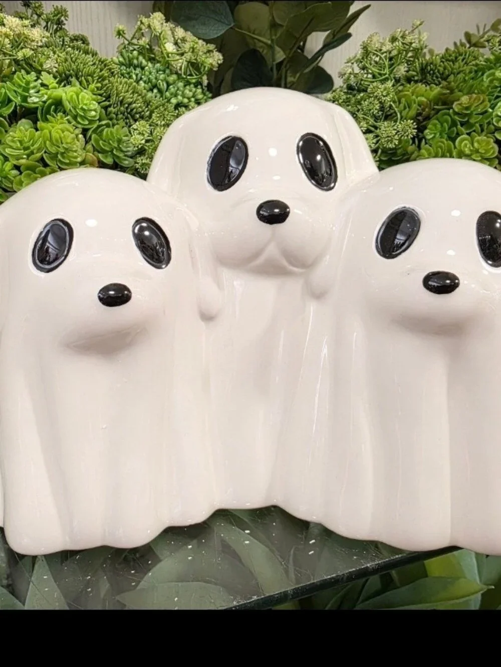 Ghost Dogs Trio HALLOWEEN Decor Ceramic Decor Spooky Cute New